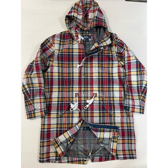 polo ralph lauren water‎ repellent Fish Tail Parka Jacket Multi Color Plaid L